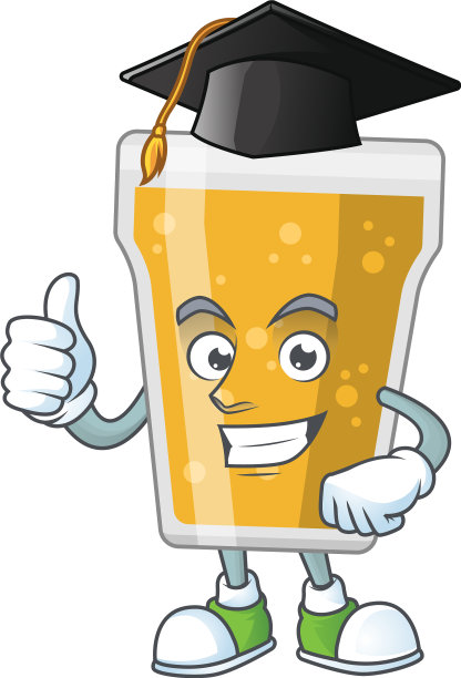 笑脸吉祥物杯啤酒戴毕业帽图片下载