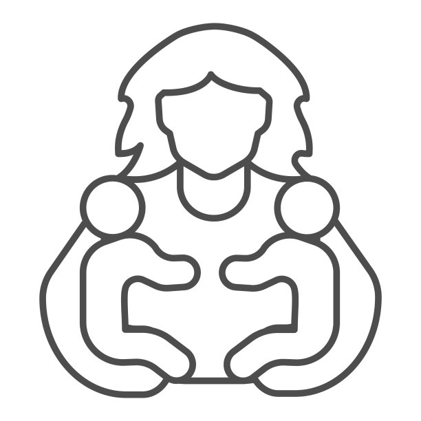 母亲和两个孩子细线象征母亲节图片下载