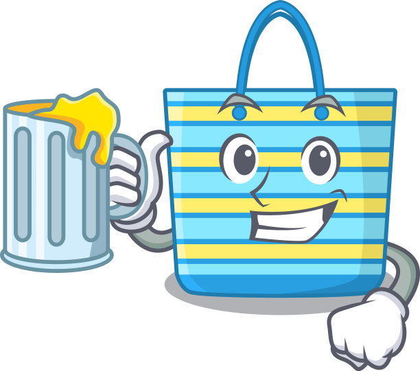 一个卡通概念沙滩包举起了一杯图片下载