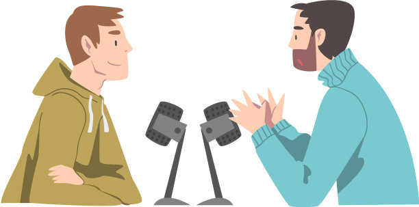 年轻人用麦克风做现场音频播客图片下载