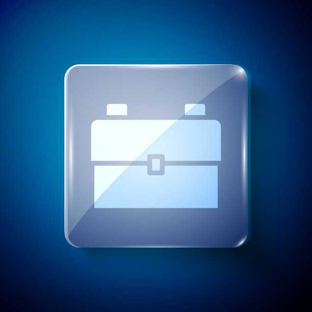 白色学校背包图标孤立在蓝色图片下载