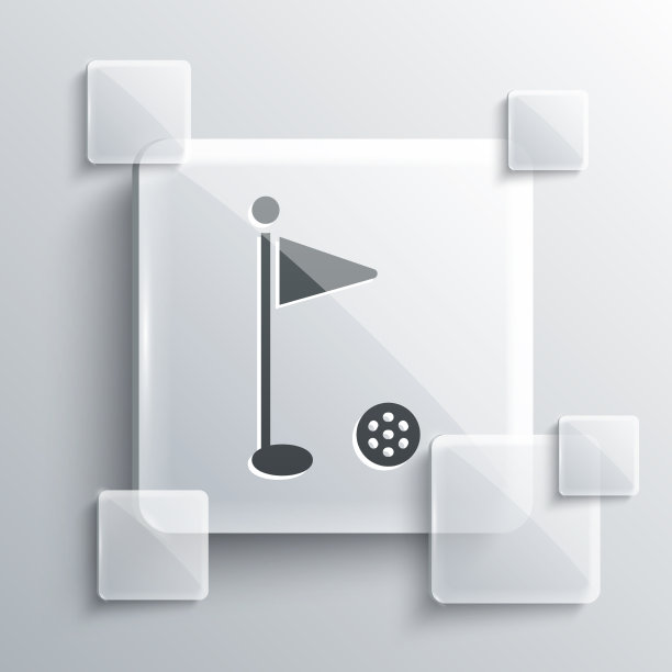 灰色高尔夫旗帜图标孤立在灰色背景图片下载