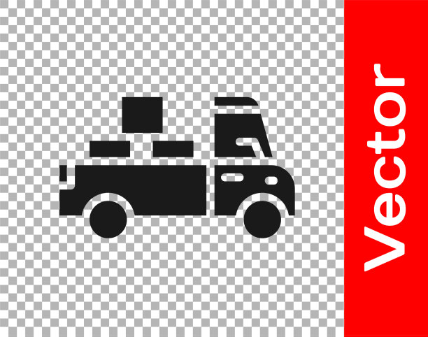 黑色货车，后面有纸板箱图片下载