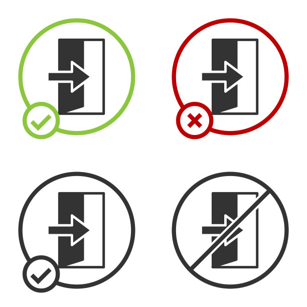 黑色消防出口图标隔离在白色背景上图片下载