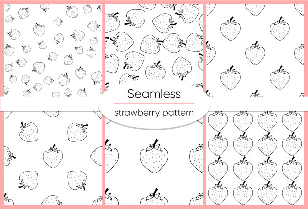 草莓无缝花纹套配图片下载