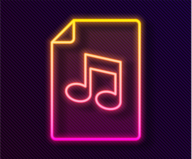 发光的霓虹灯线音乐书与笔记图标图片下载