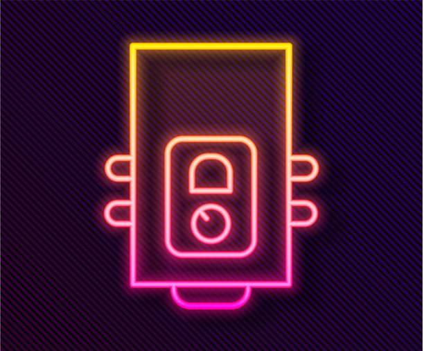 发光的氖管燃气锅炉与燃烧的火焰图片下载