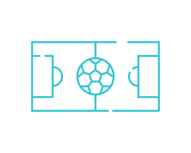 足球场细线图标。足球比赛场地符号，白色背景上的轮廓风格象形图。运动标志的移动概念和网页设计。矢量图形图片下载