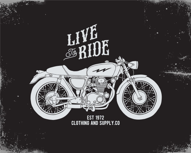 复古摩托车t恤图案图片下载