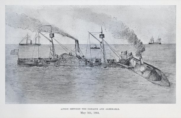 1864年萨萨克斯号和阿尔伯马尔CSS之间的海战，美国内战史，19世纪美国海军史图片下载