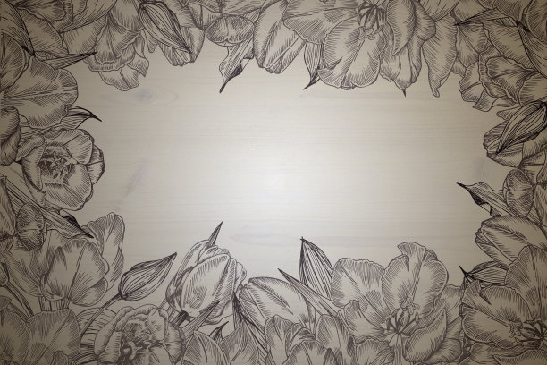 美术天然木材纹理与手绘郁金香花覆盖。人像照片花卉纹理背景数码工作室背景，最适合可爱的家庭照片，大气的新生儿设计图片下载