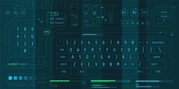 一套hud键盘元素的未来图片下载