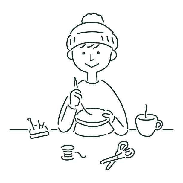 男孩做刺绣的线条画，简单的画图片下载