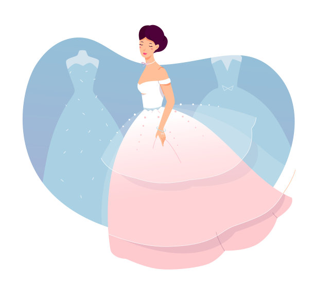 美丽美丽的新娘穿着婚纱图片下载