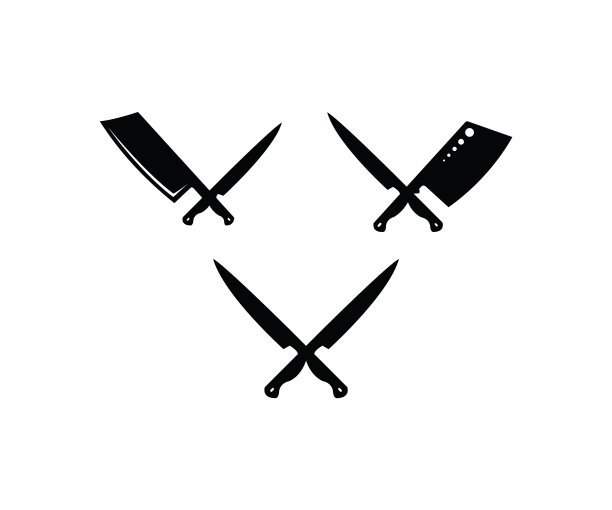 复古肉刀切肉刀交叉图片下载