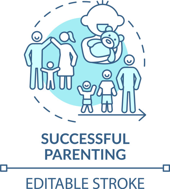 成功养育蓝绿色概念图标图片下载