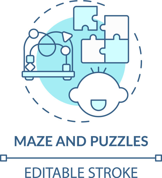 迷宫和谜题绿松石概念图标图片下载