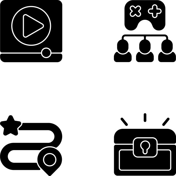 电子游戏黑色象形文字图标设置在空白图片下载