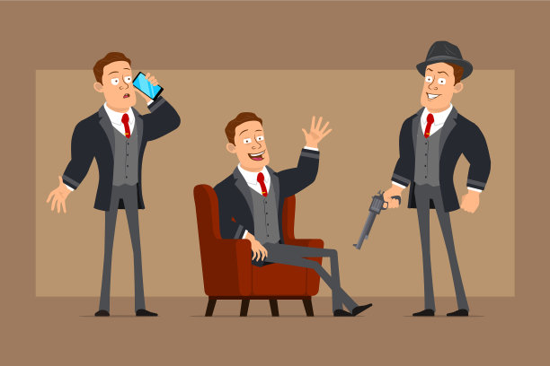 卡通扁商人物集图片下载