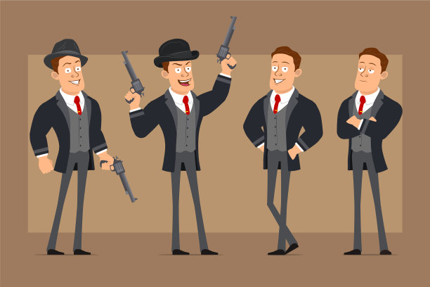 卡通扁商人物集图片下载