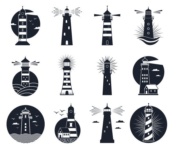 灯塔标签老式灯塔建筑标志图片下载