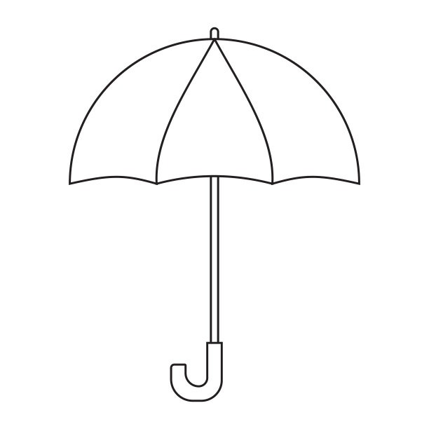 轮廓卡通伞孤立在白色图片下载