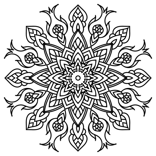 曼荼罗成人涂色页上有石榴图片下载