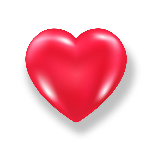 红色闪亮的3d心与阴影孤立在白色上图片下载