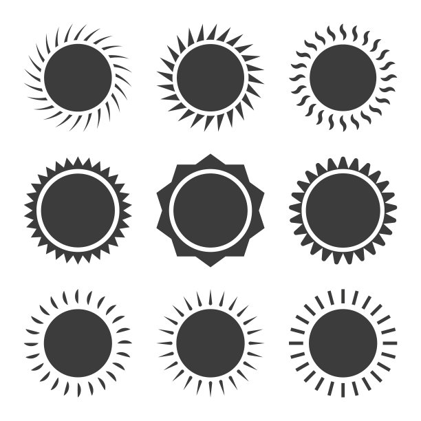 素描设置黄色的太阳在白色的背景抽象图片下载