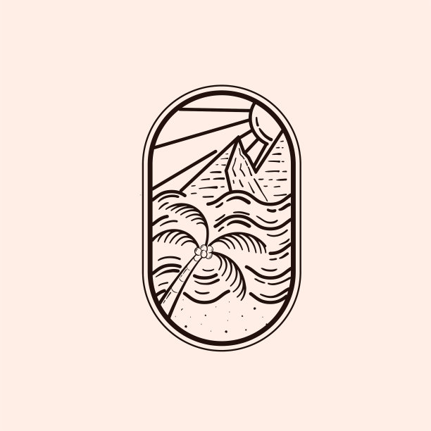 夏季户外单线标志设计海滩图片下载