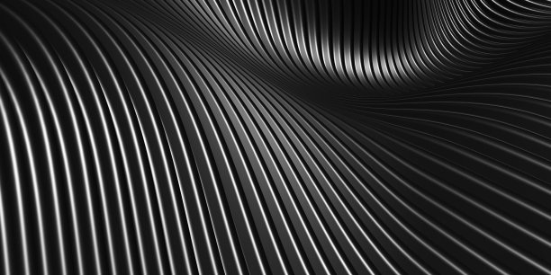 平行线黑色塑料管纹理黑色曲线扭曲形状现代抽象3d插图图片下载