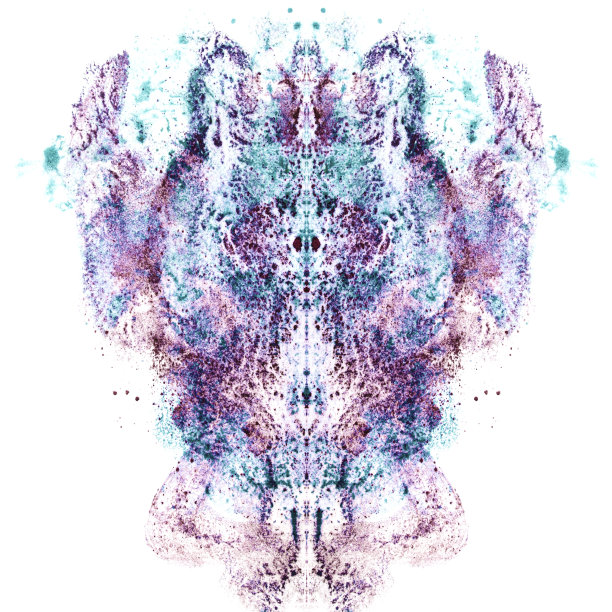 模糊的蓝绿色和紫色眼影罗夏墨迹图案图片下载