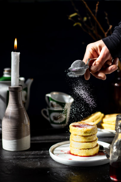 早餐的大气照片。奶酪蛋糕图片下载