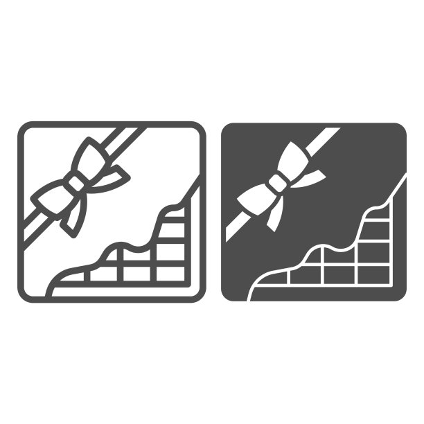 盒子巧克力与弓线和固体图标图片下载