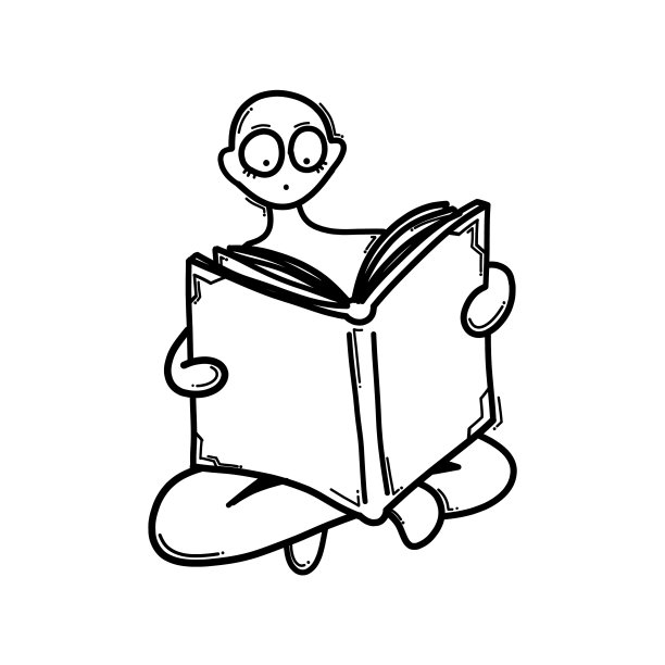 坐下来阅读涂鸦图标手绘草图图片下载