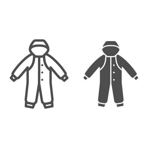 冬季工作服为新生儿线和固体图标图片下载