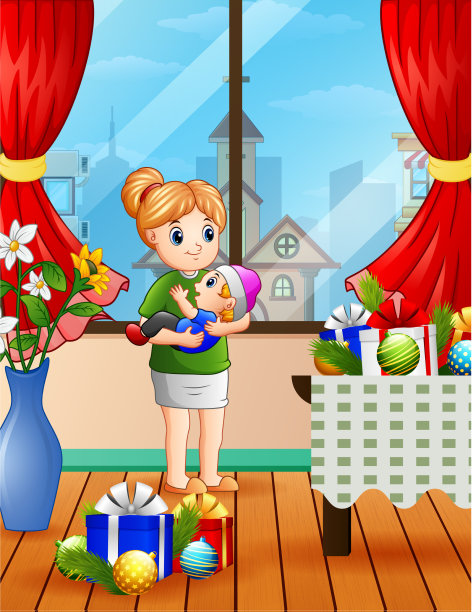 一个女人在圣诞节的时候抱着她的小房子图片下载