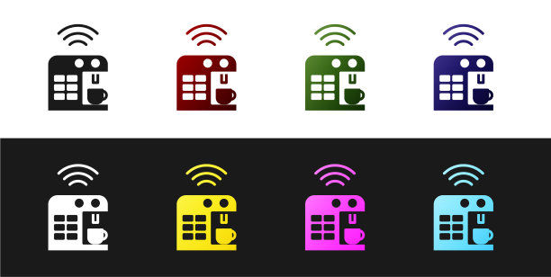 设置智能咖啡机系统图标隔离图片下载