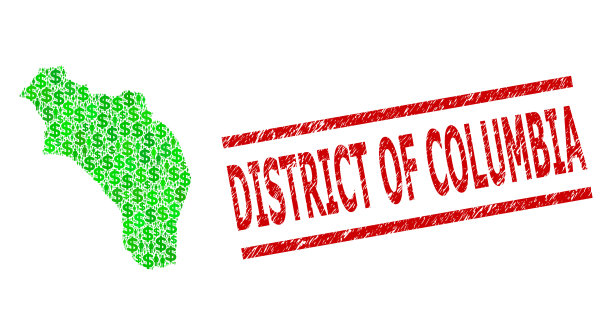 刻划哥伦比亚区水印和绿色图片下载