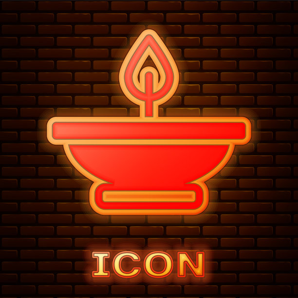发光的霓虹灯香气灯图标隔离在砖上图片下载