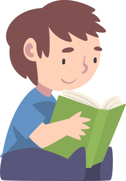 男孩坐在地板上读可爱的孩子图片下载