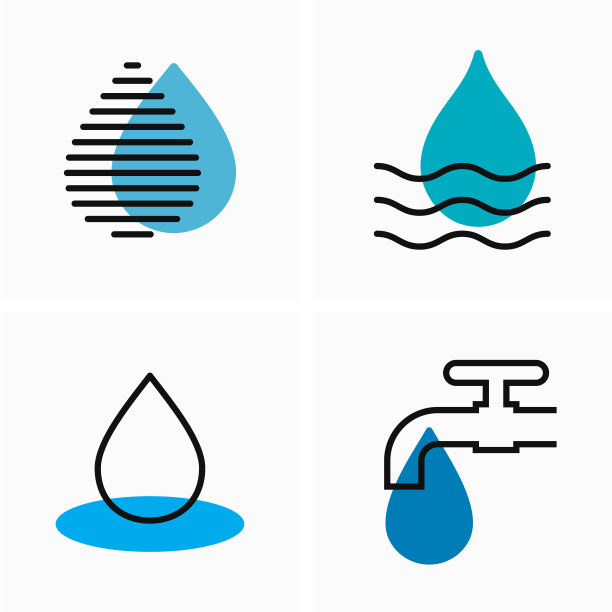 水滴与漏水水龙头造成浪费扁平素材图片下载