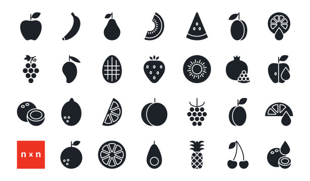 设置图标水果和浆果黑色图片下载