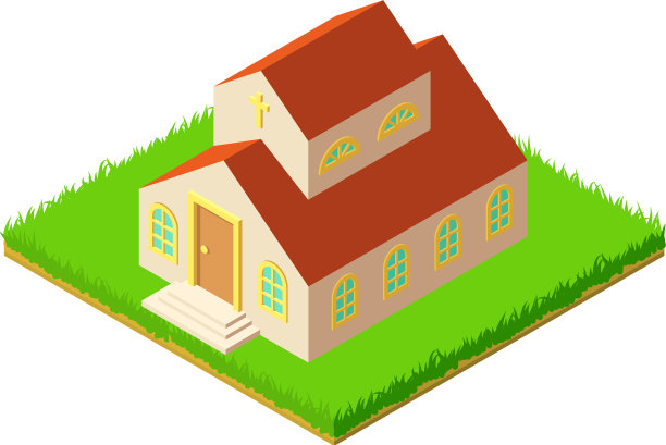 婚礼教堂图标等距风格图片下载