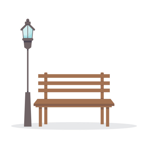 公园长椅和灯笼图片下载