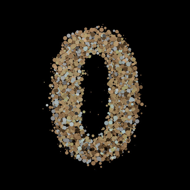 背景上的金色数字为零。3 d图片下载