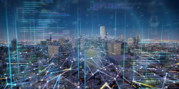 具有网络和通信连接的智慧城市- 3d渲染图片下载