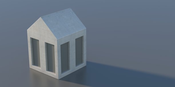 现代房屋，灰色背景，3D插画图片下载