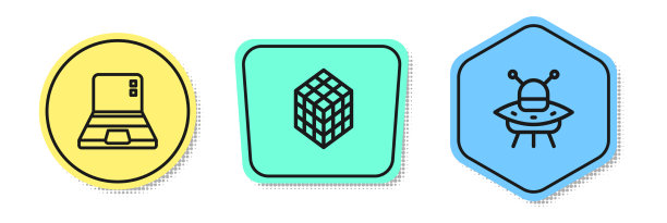 设置线笔记本魔方和飞碟飞行图片下载