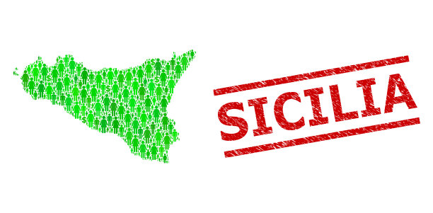 西西里纹理水印，绿色人物图片下载